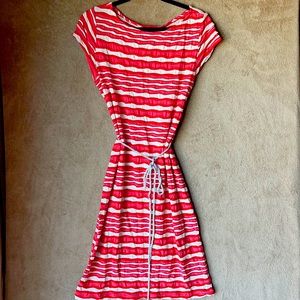 Red and white strip dress